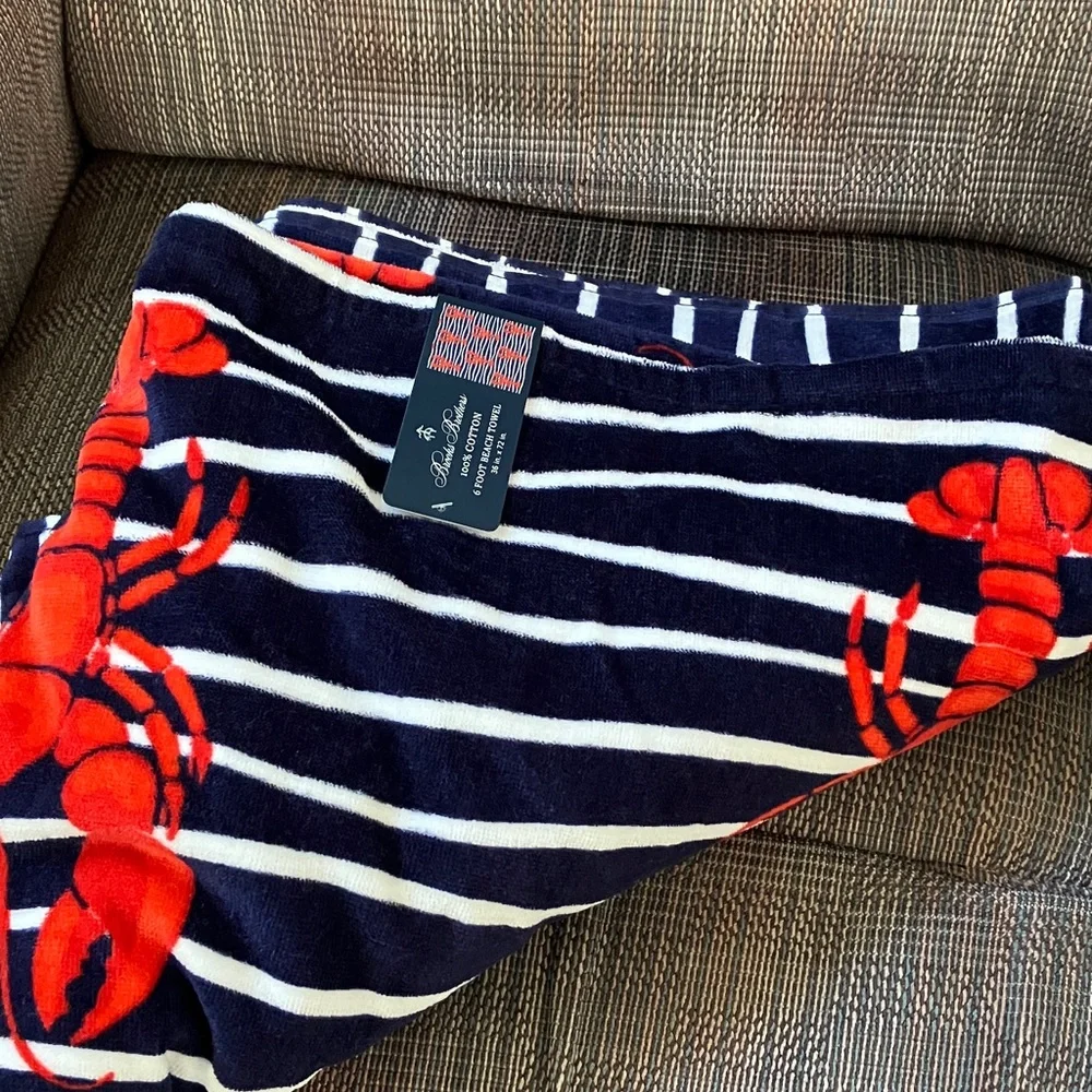 Brooks Brothers Lobster Striped Beach towel NWT